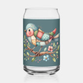 Patchwork Songbird op Blooming Branch Blikvorm Glas (Voorkant)
