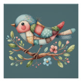 Patchwork Songbird op Blooming Branch Perfect Poster (Voorkant)