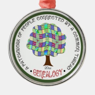 Patchwork stamboom genealogie cadeau elegant metalen ornament