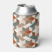 Patchwork Sterren Bruin Groen Blikjeskoeler (Blikje Voorkant)