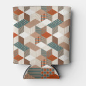 Patchwork Sterren  Bruin Groen Blikjeskoeler (Voorkant)