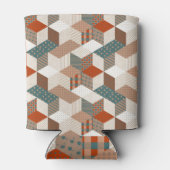 Patchwork Sterren Bruin Groen Blikjeskoeler (Achterkant)