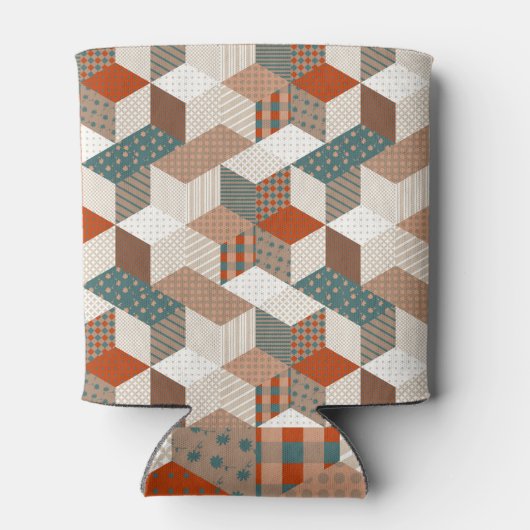 Patchwork Sterren  Bruin Groen Blikjeskoeler (Achterkant)