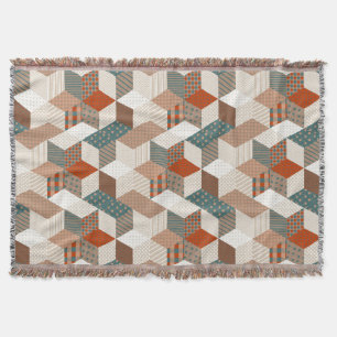 Patchwork Sterren Bruin Groen Deken