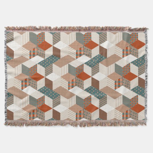 Patchwork Sterren  Bruin Groen Deken (Voorkant)
