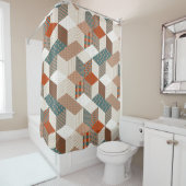 Patchwork Sterren  Bruin Groen Douchegordijn (In situ)