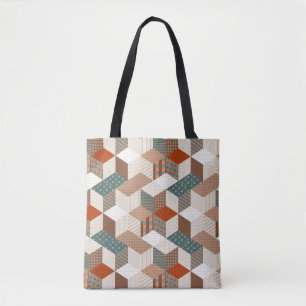 Patchwork Sterren  Bruin Groen Draagtas