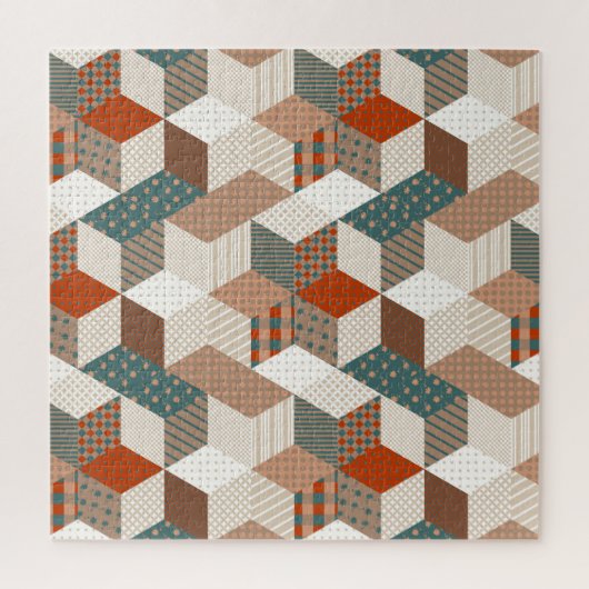 Patchwork Sterren  Bruin Groen Legpuzzel (Verticaal)