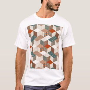 Patchwork Sterren Bruin Groen T-shirt