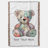 Patchwork Stijl Baby Beer & Hart Motief Deken (Voorkant Verticaal)