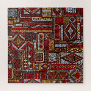 Patchwork stijl geborduurde etnische print legpuzzel