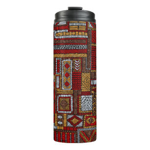 Patchwork stijl geborduurde etnische print thermosbeker