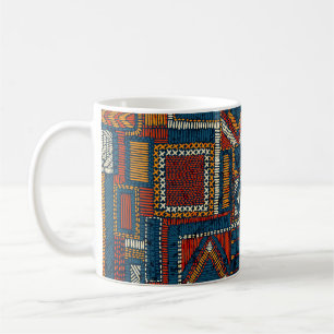 Patchwork stijl geborduurde  print koffiemok