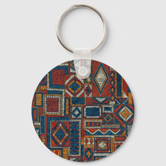 Patchwork stijl geborduurde  print sleutelhanger (Voorkant)