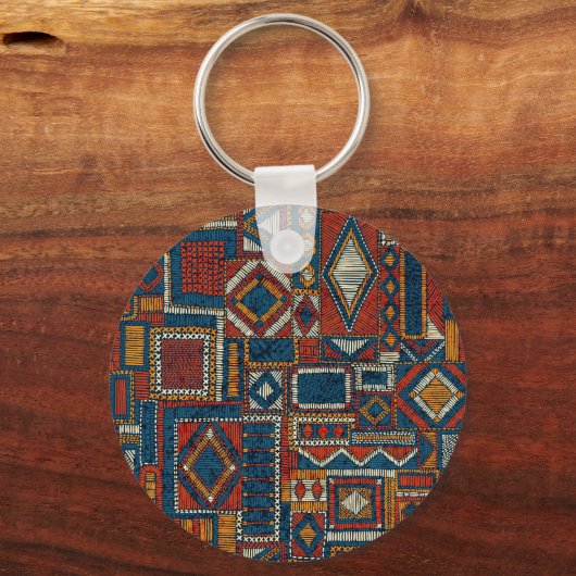 Patchwork stijl geborduurde  print sleutelhanger (Voorkant)