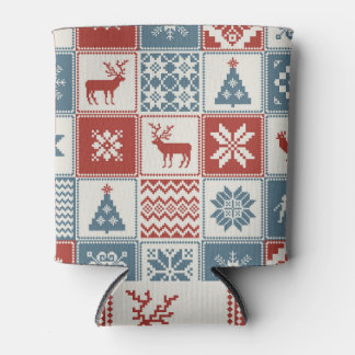 Patchwork stijl: Kerst ornamentaal patroon Blikjeskoeler