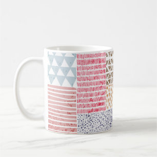 Patchwork stijl Schattige Doodle Patroon Koffiemok