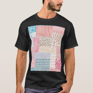 Patchwork stijl Schattige Doodle Patroon T-shirt