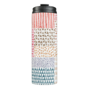 Patchwork stijl Schattige Doodle Patroon Thermosbeker