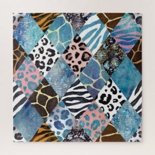 Patchwork stijl, waterverf collage patroon. legpuzzel