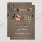 Patchwork Stitch Rustic Quilt Banner Baby shower Kaart (Voorkant / Achterkant)