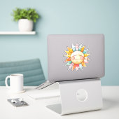 Patchwork Sun Sticker (Laptop op bureau)