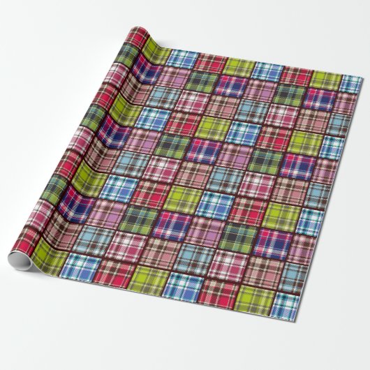 Patchwork Tartan | Scottish Fabric Style Cadeaupapier (Uitgerold)