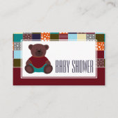 Patchwork Teddy Bear, Baby shower Invitation de bi (Devant)