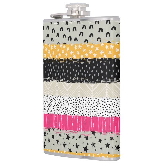 Patchwork Tegels: Veelzijdig naadloos ontwerp. Heupfles (Links)