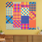 Patchwork textiel: naadloos  patroon. canvas afdruk (Insitu (Woonkamer))