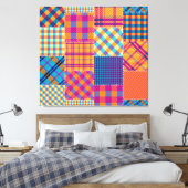 Patchwork textiel: naadloos  patroon. canvas afdruk (Insitu (Slaapkamer))