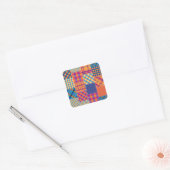 Patchwork textiel: naadloos patroon. vierkante sticker (Envelop)