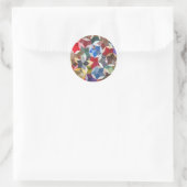 Patchwork Textiel Sterren Patroon Ronde Sticker (Tas)