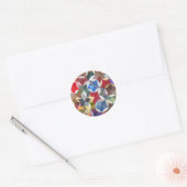 Patchwork Textiel Sterren Patroon Ronde Sticker (Envelop)