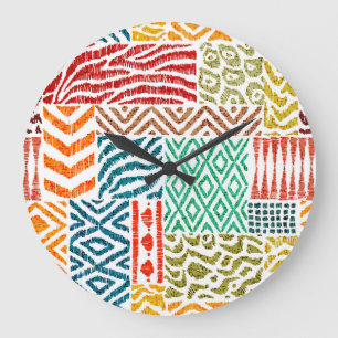 Patchwork texturen: Handgetekende dierenprint Grote Klok