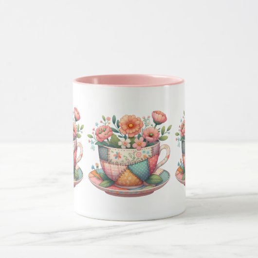 Patchwork theekop met grillige bloemen mok (Midden)