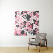 Patchwork Tropical: Flamingo Watermeloen Naadloos. Wandkleed (In Situ (horizontaal))