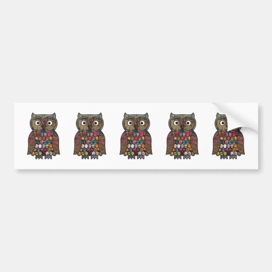 Patchwork Uil Bumpersticker (Voorkant)