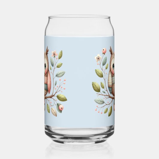 Patchwork Uil in grillig bos Blikvorm Glas (Rechts)