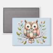 Patchwork Uil in grillig bos Magneet (Voorkant / Achterkant)