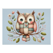 Patchwork Uil in grillig bos Perfect Poster (Voorkant)