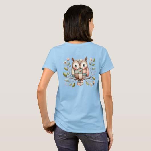 Patchwork Uil in grillig bos T-shirt (Achterkant volledig)