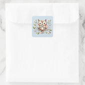 Patchwork Uil in grillig bos Vierkante Sticker (Tas)
