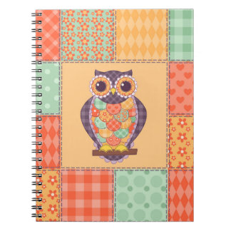 Patchwork Uil  Naadloos Patroon Notitieboek