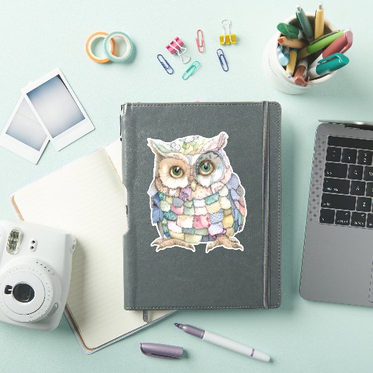 Patchwork Uil Sticker (iPad Cover)