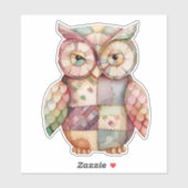 Patchwork Uil Vogel Sticker (Vel)