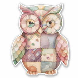Patchwork Uil Vogel Sticker