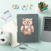 Patchwork Uil Vogel Sticker (iPad Cover)