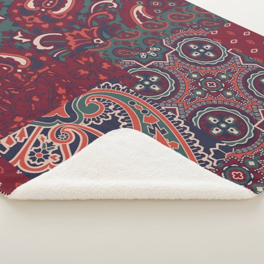 patchwork van cashmere paisleyzijde abstract vi sherpa deken (3/4)