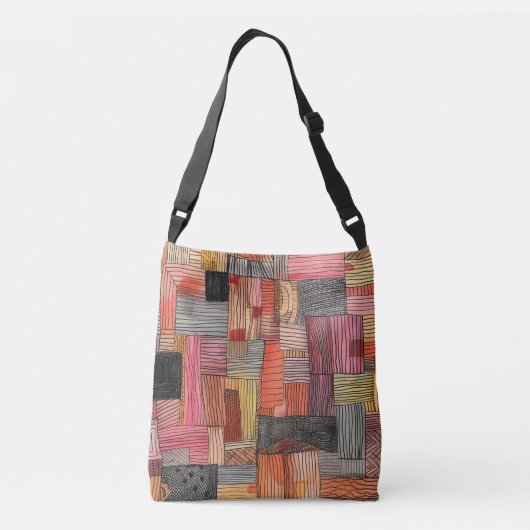 Patchwork van lijnen en kleuren" Medium tas - (Achterkant)